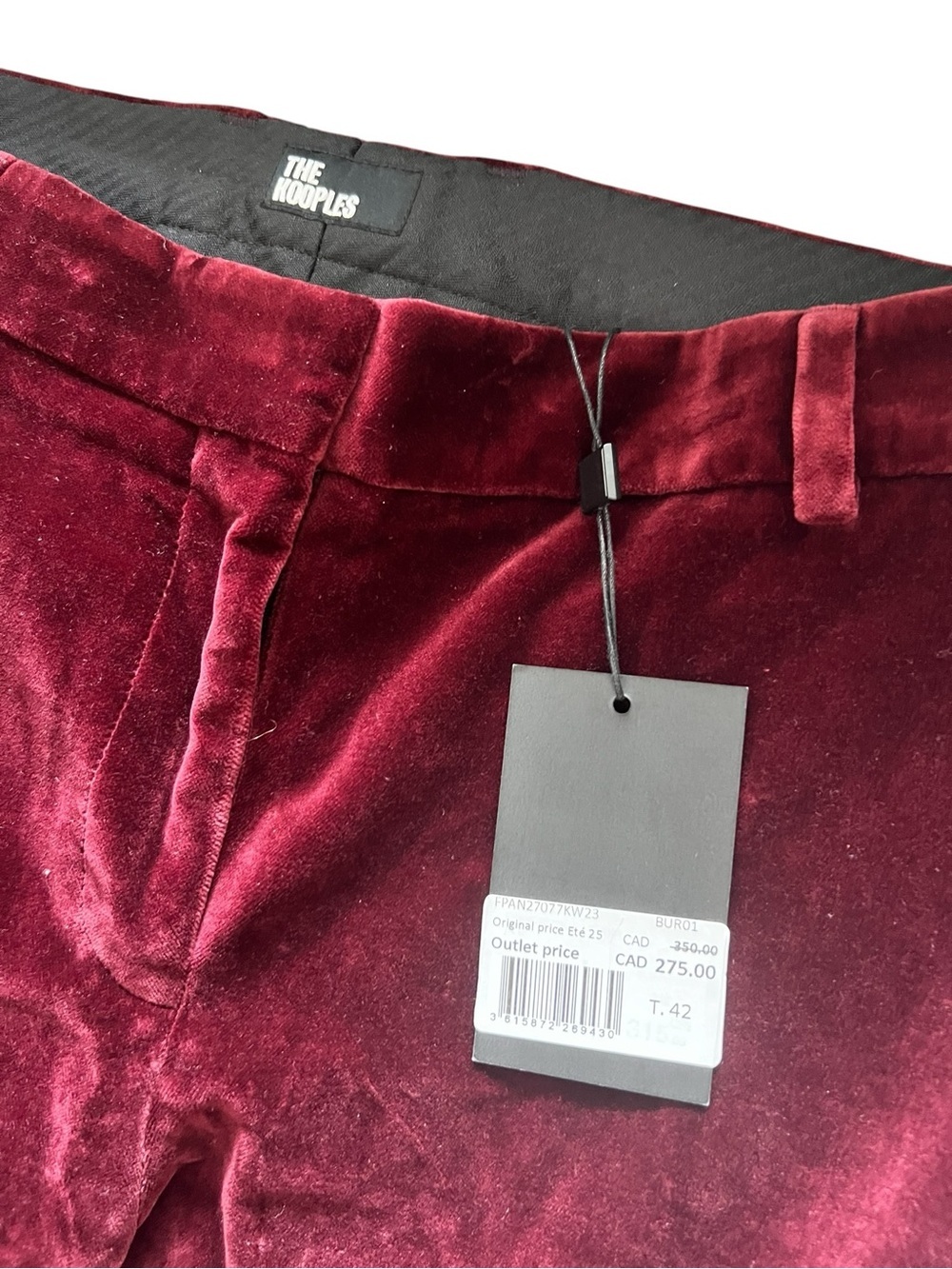 THE KOOPLES Velvet Flare Trousers - size FR 42 - Picture 4 of 6